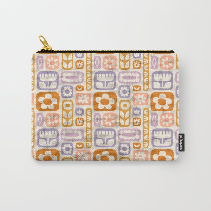 Vintage scandinavian floral art pattern Carry All Pouch Gallery Image 1