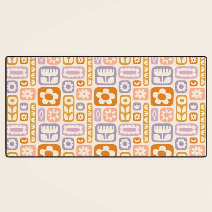 Vintage scandinavian floral art pattern Desk Mat Gallery Image 3