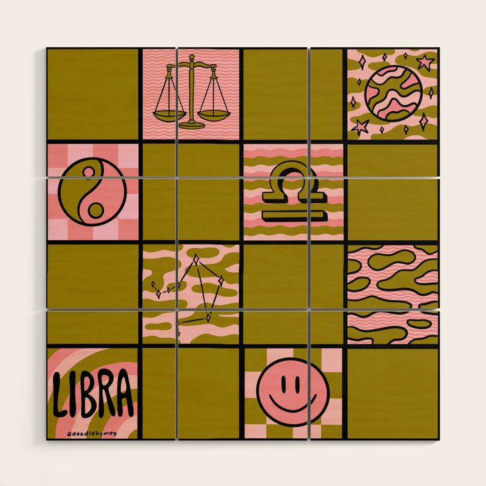 Libra Checkered Print Wood Wall Art Gallery Image 1
