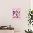 I gnome you // pastel pink background little happy and lovely gnomes with rainbows fuchsia pink hearts Poster Gallery Image 2
