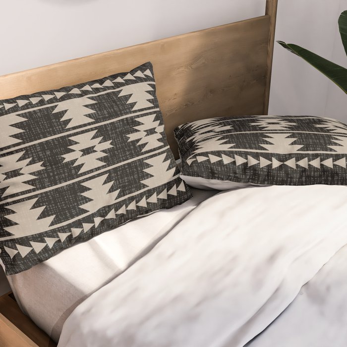 Southwestern Pattern 129 Black and Linen Pillow Sham Gallery Image 2