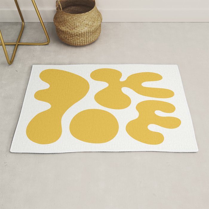Mid Century Modern Abstract Organic Shapes 337 Yellow Rug Gallery Image 1