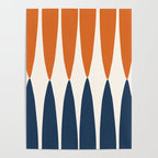 Abstract Shapes 106 Pattern in vintage Orange and Navy Blue  Poster Gallery Image 4