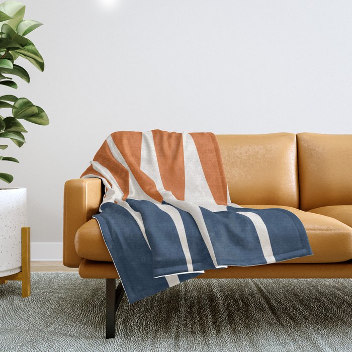 Abstract Shapes 106 Pattern in vintage Orange and Navy Blue  Throw Blanket Gallery Image 1