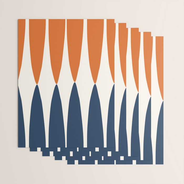 Abstract Shapes 106 Pattern in vintage Orange and Navy Blue  Wrapping Paper Gallery Image 3