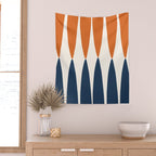 Abstract Shapes 106 Pattern in vintage Orange and Navy Blue  Wall Tapestry Gallery Image 2