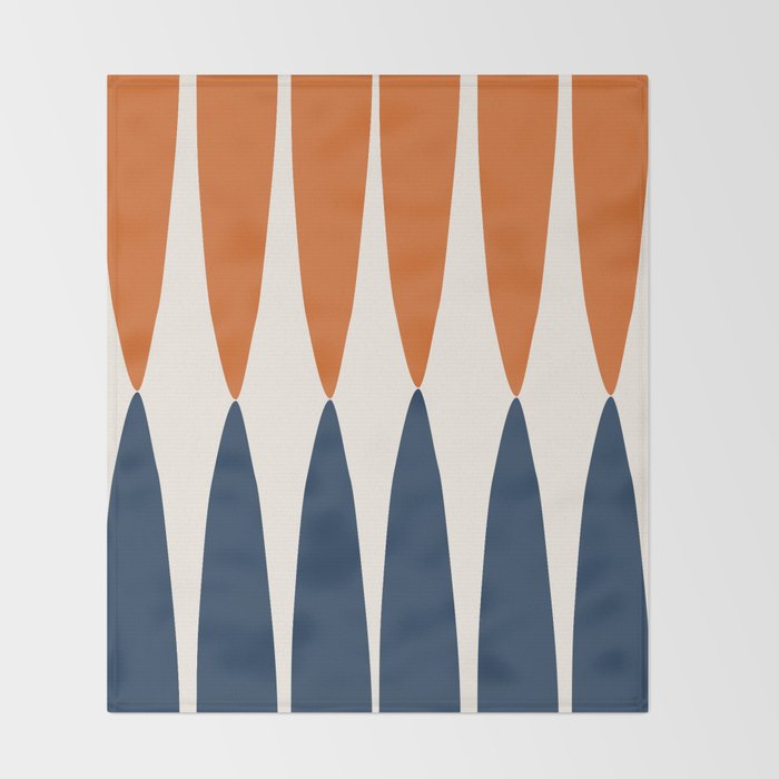 Abstract Shapes 106 Pattern in vintage Orange and Navy Blue  Throw Blanket Gallery Image 2
