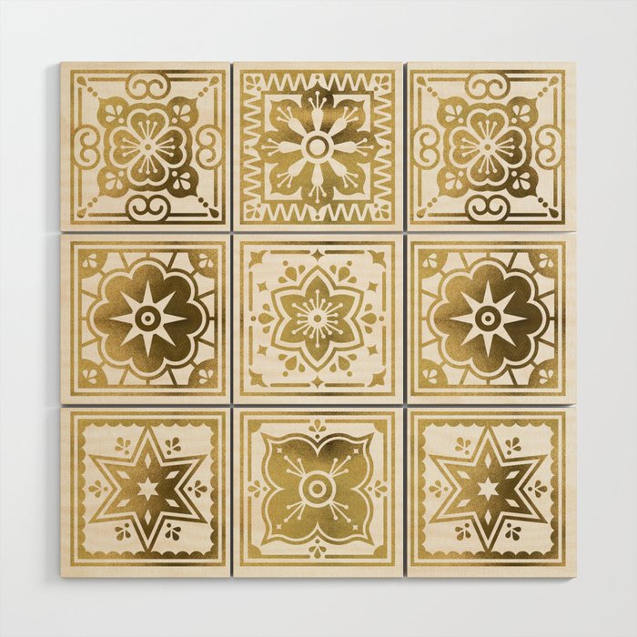 Talavera Mexican Tile - Gold Palette Wood Wall Art Gallery Image 1
