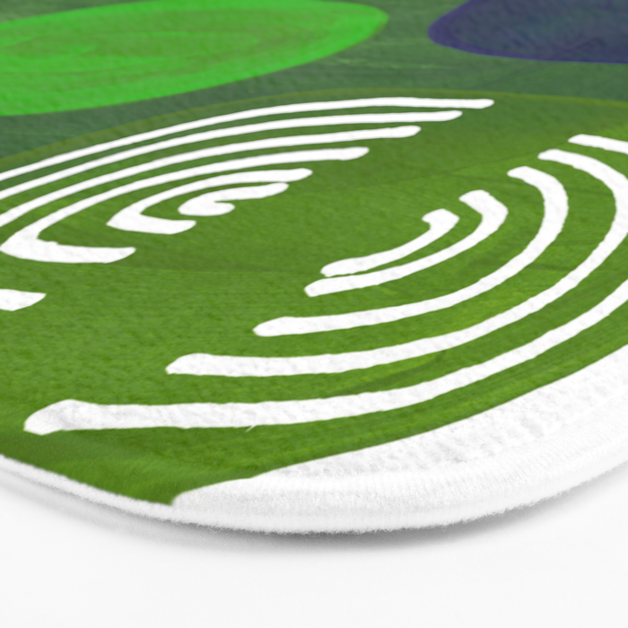 Modern Mid Century Fun Colorful Abstract Minimalist Painting Shapes & Patterns Swamp Monster Greens Bath Mat Gallery Image 3