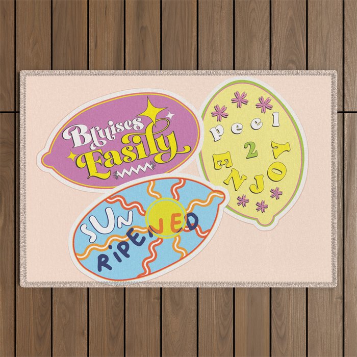 fruit stickers  Outdoor Rug Gallery Image 1