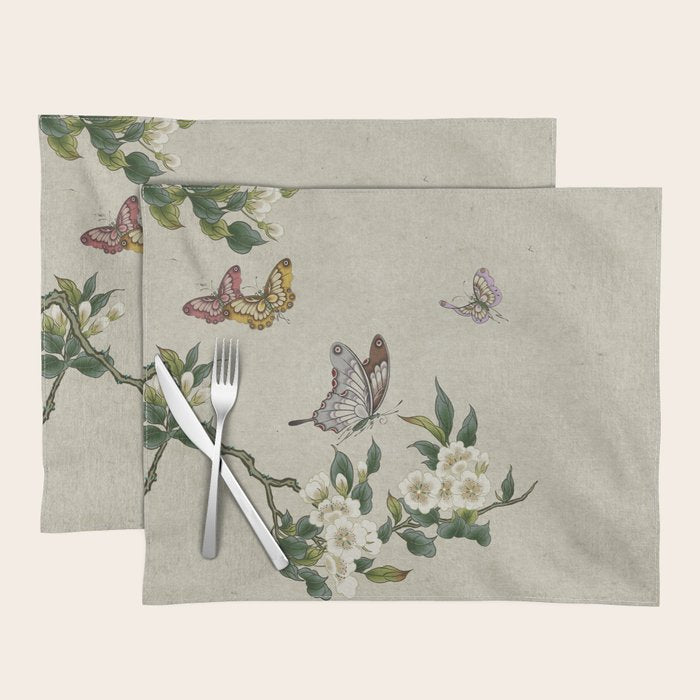 Pear flowers and butterflies type A - Minhwa : Koreafolkpainting Placemat Gallery Image 1