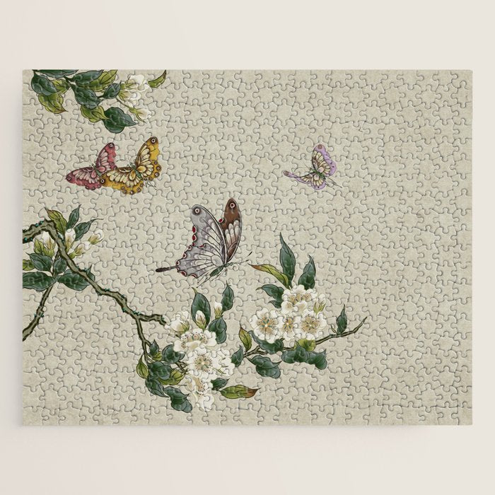 Pear flowers and butterflies type A - Minhwa : Koreafolkpainting Jigsaw Puzzle Gallery Image 1
