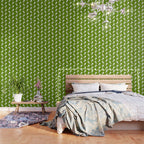 Dancing White Floral Pattern - Green Background Wallpaper Gallery Image 3