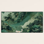 Japanese Wall Art Maximalist Forest Fox Print Japandi Art Sage Green Botanical Wabi Sabi Painting Desk Mat Gallery Image 3