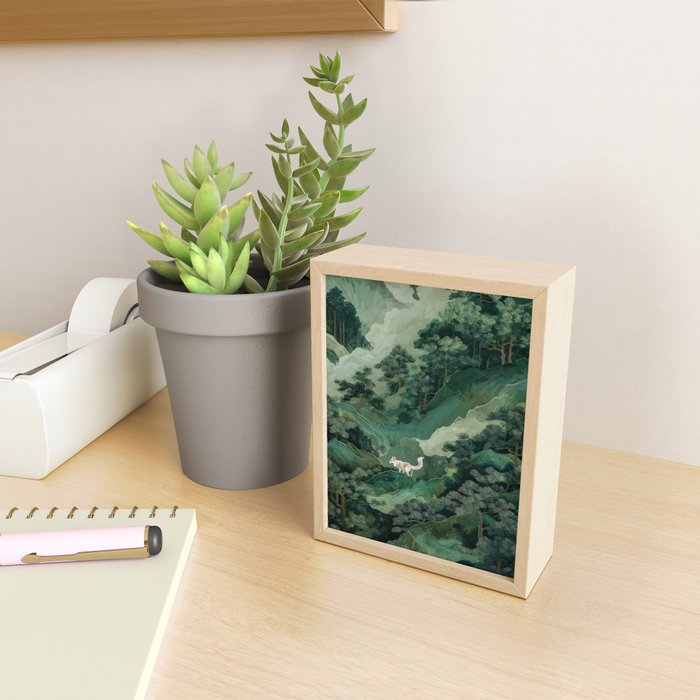 Japanese Wall Art Maximalist Forest Fox Print Japandi Art Sage Green Botanical Wabi Sabi Painting Mini Art Print Gallery Image 2