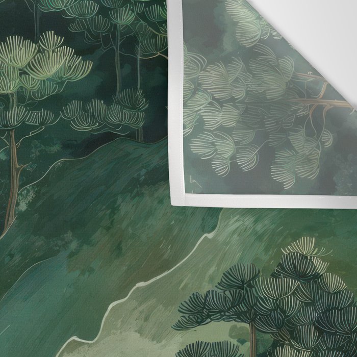 Japanese Wall Art Maximalist Forest Fox Print Japandi Art Sage Green Botanical Wabi Sabi Painting Wall Tapestry Gallery Image 3