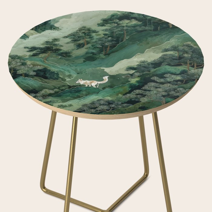 Japanese Wall Art Maximalist Forest Fox Print Japandi Art Sage Green Botanical Wabi Sabi Painting Side Table Gallery Image 2