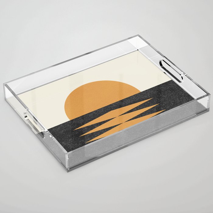 Sunset Geometric Midcentury style Acrylic Tray Gallery Image 1