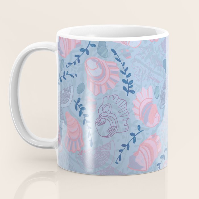 Coastal Oysters on the Beach in Sea Blue & Lavender Coffee Mug Gallery Image 3