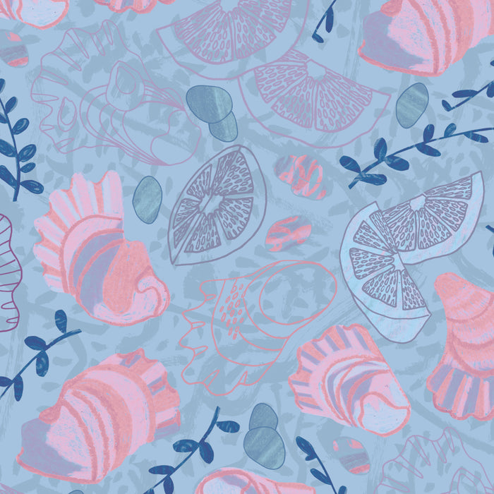 Coastal Oysters on the Beach in Sea Blue & Lavender Coffee Mug Gallery Image 2