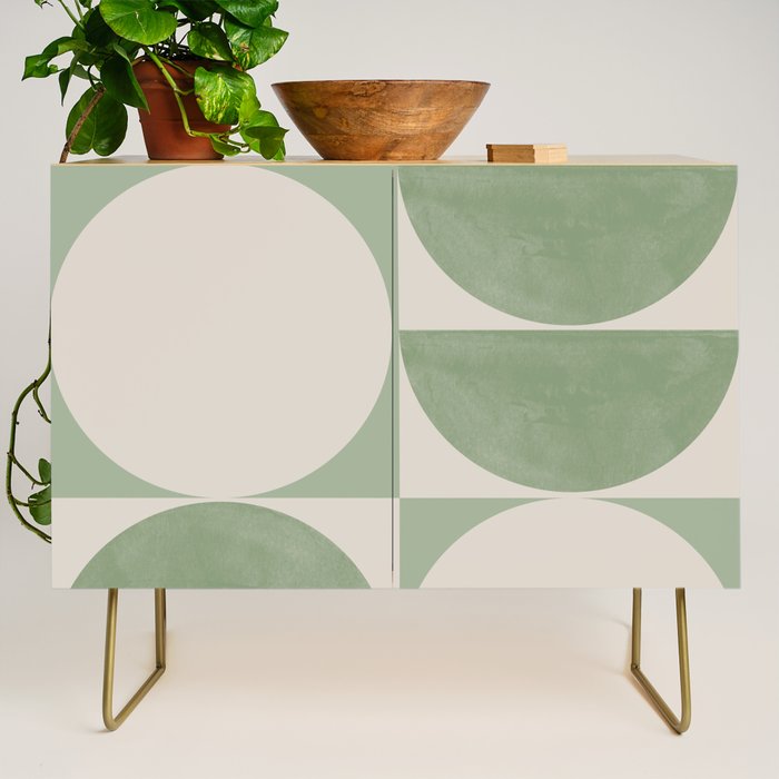 Mid Century Modern Green Geometric Credenza Gallery Image 1