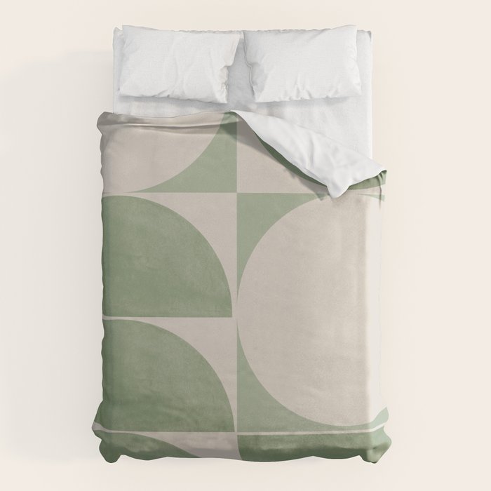 Mid Century Modern Green Geometric Duvet Cover Gallery Image 6