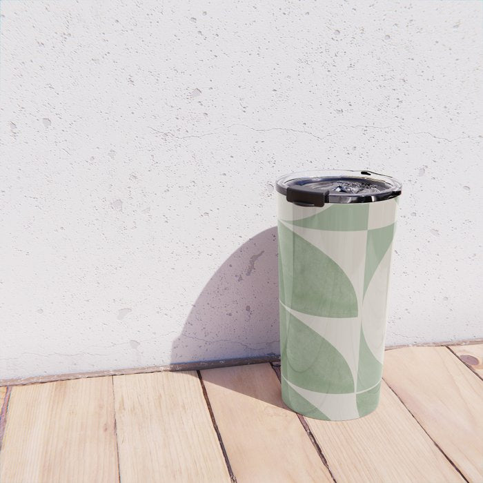 Mid Century Modern Green Geometric Travel Mug Gallery Image 4