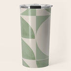 Mid Century Modern Green Geometric Travel Mug Gallery Image 1