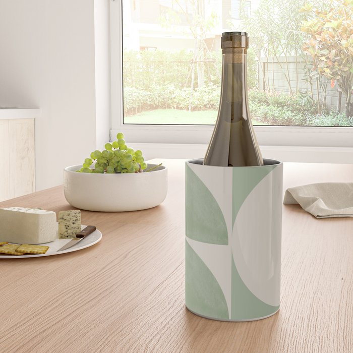 Mid Century Modern Green Geometric Wine Chiller Gallery Image 4