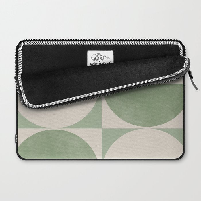 Mid Century Modern Green Geometric Laptop Sleeve Gallery Image 2