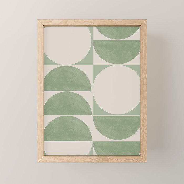 Mid Century Modern Green Geometric Mini Art Print Gallery Image 1