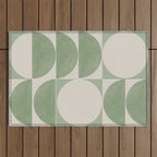 Mid Century Modern Green Geometric Outdoor Rug Gallery Image 1