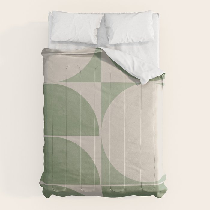 Mid Century Modern Green Geometric Comforter Gallery Image 1