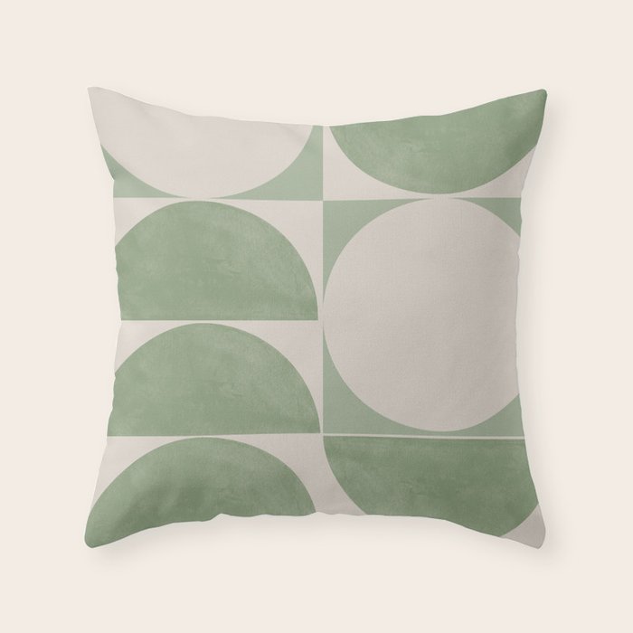 Mid Century Modern Green Geometric Throw Pillow Gallery Image 1