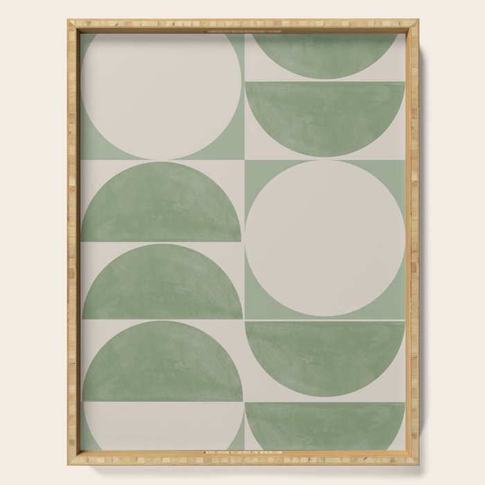 Mid Century Modern Green Geometric Serving Tray Gallery Image 1