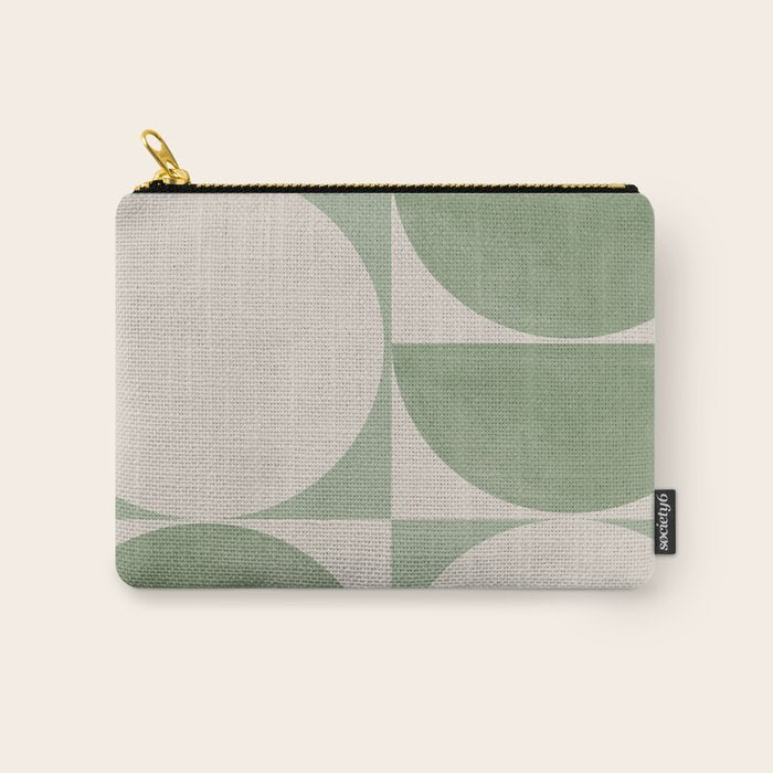 Mid Century Modern Green Geometric Carry All Pouch Gallery Image 1