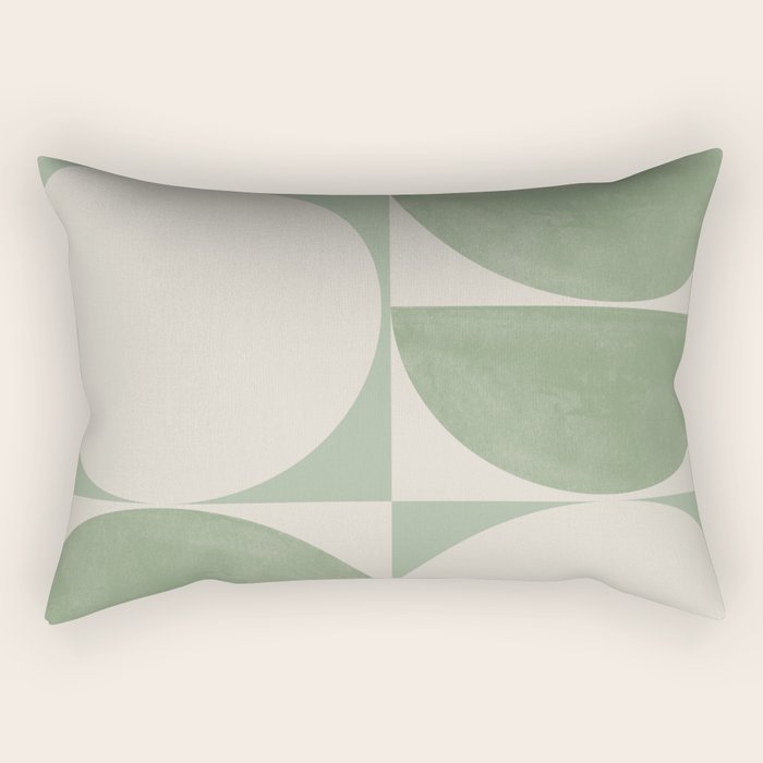 Mid Century Modern Green Geometric Rectangular Pillow Gallery Image 1
