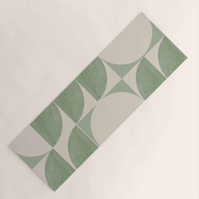 Mid Century Modern Green Geometric Yoga Mat Gallery Image 1