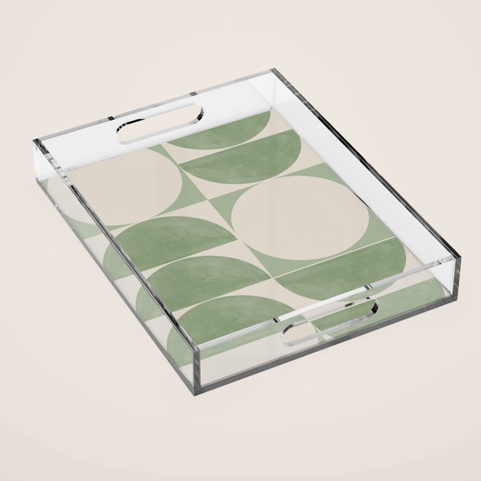 Mid Century Modern Green Geometric Acrylic Tray Gallery Image 1