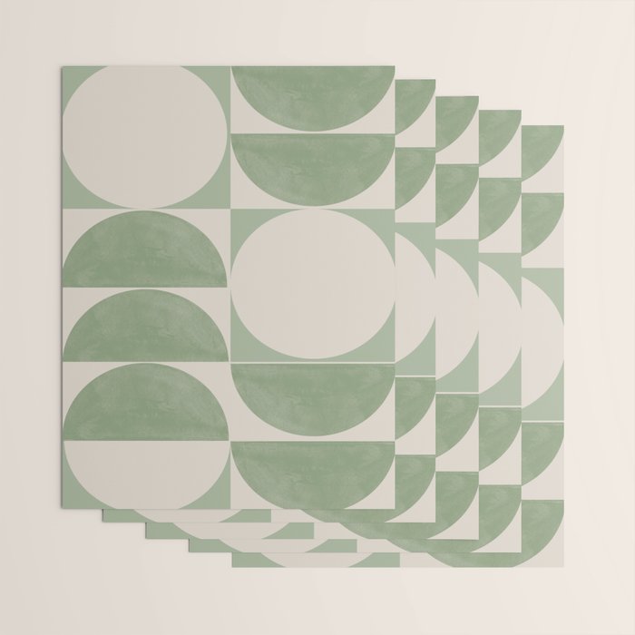 Mid Century Modern Green Geometric Wrapping Paper Gallery Image 3