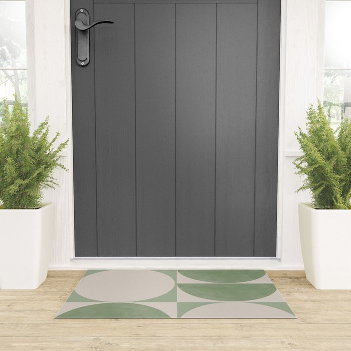 Mid Century Modern Green Geometric Welcome Mat Gallery Image 3