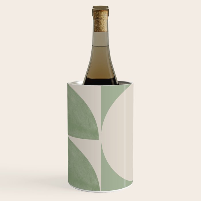 Mid Century Modern Green Geometric Wine Chiller Gallery Image 1