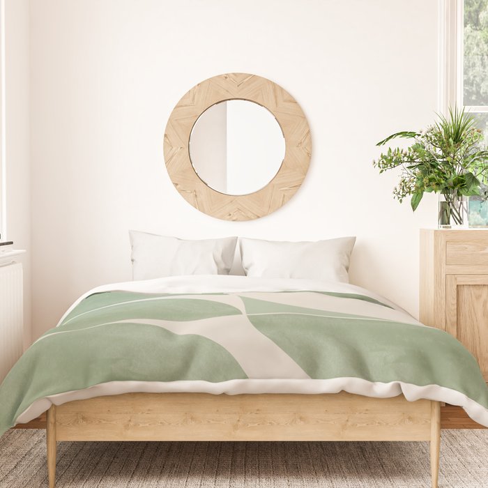 Mid Century Modern Green Geometric Duvet Cover Gallery Image 3