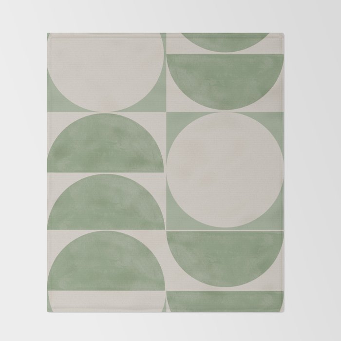 Mid Century Modern Green Geometric Throw Blanket Gallery Image 2