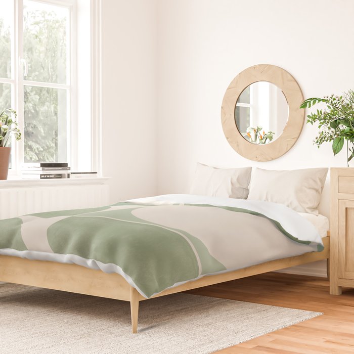 Mid Century Modern Green Geometric Duvet Cover Gallery Image 2