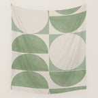 Mid Century Modern Green Geometric Wall Tapestry Gallery Image 4