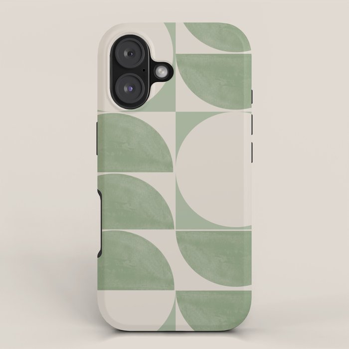 Mid Century Modern Green Geometric iPhone Case Gallery Image 1