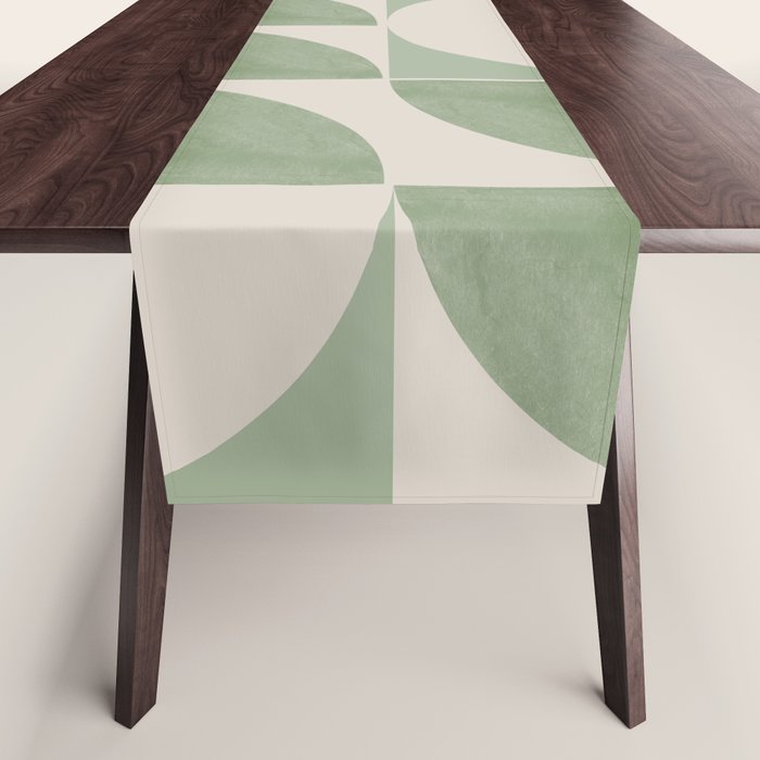 Mid Century Modern Green Geometric Table Runner Gallery Image 1