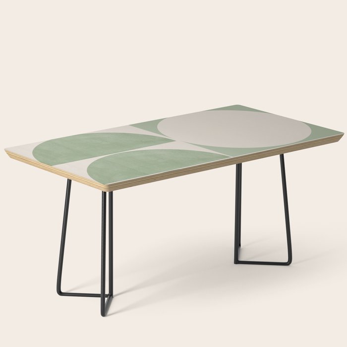 Mid Century Modern Green Geometric Coffee Table Gallery Image 1