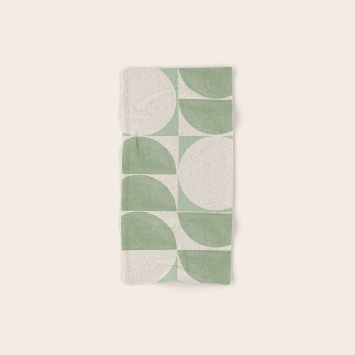 Mid Century Modern Green Geometric Bath Towel Gallery Image 1